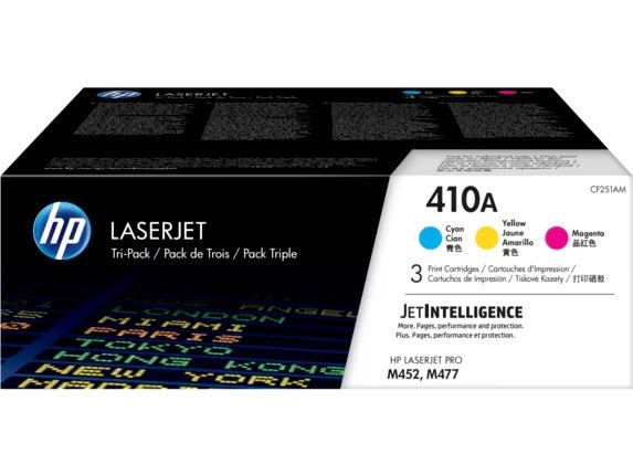 Original HP 410A CF251AM Toner 3-pack Cyan/Magenta/Gelb